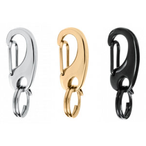 Rustfrit Stål Quick Clip Sæt med tre clips til hundetegn i stål – sølv, guld og sort – hver med 10 mm ring til nem fastgørelse på halsbånd.